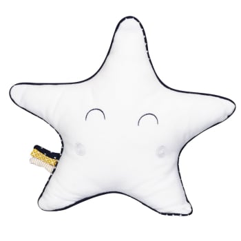Hello - Coussin étoile en coton blanc