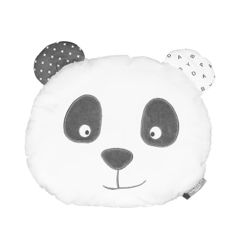 Chao chao - Coussin panda 35x8cm en coton blanc