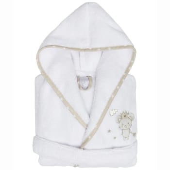 Baby soft mouse stick - Peignoir enfant en coton peigné zéro twist  blanc 06 ans