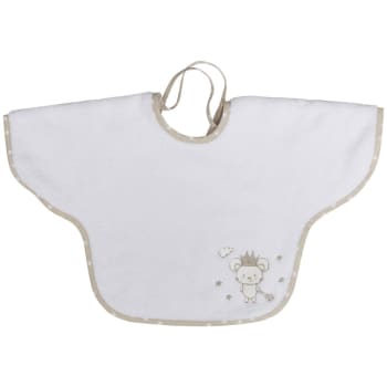 Baby soft mouse stick - Bavoir à manches en coton peigné zéro twist  blanc Taille unique