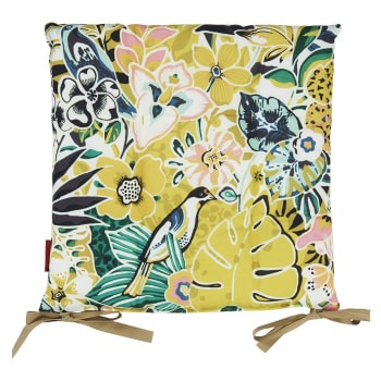 Ylang - Cuscino da sedia con stampa floreale giallo 37x37
