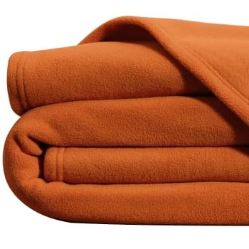 Polaire microfibre unie - Couverture tempérée 180x220 orange cuivré en polyester