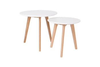 Bodine - Set de 2 tables d'appoint en bois blanc
