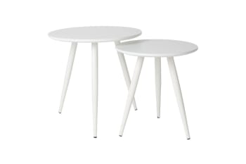 Daven - Set de 2 tables d'appoint en bois blanc