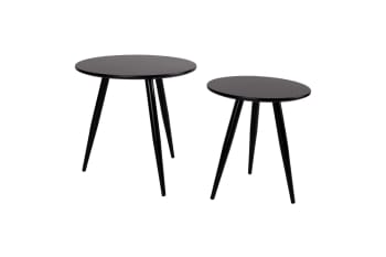 Daven - Set de 2 tables d'appoint en bois noir