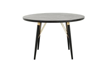 Pulligny - Table ronde en métal doré et bois noir
