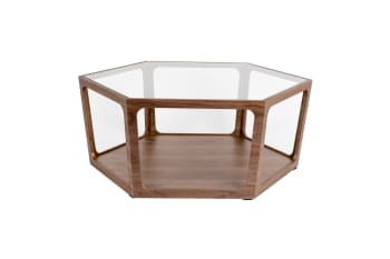 Sita - Mesa de centro de madera y cristal marrón