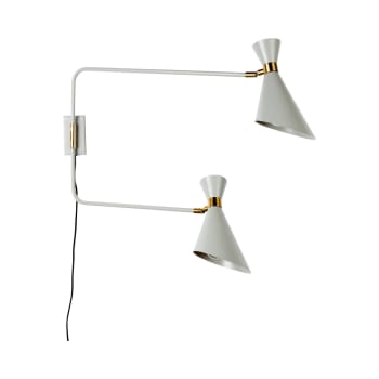 Lampada Da Parete Koppom Stile Vintage - Metallica Marrone Ruggine/Bianco, Paralume Regolabile