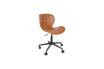 Omg - Chaise de bureau à roulettes en cuir marron