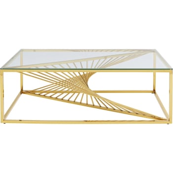 Laser - Table basse en verre et acier doré