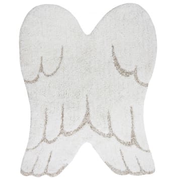Mini ones - Alfombra lavable alas de algodón blanco 75x100
