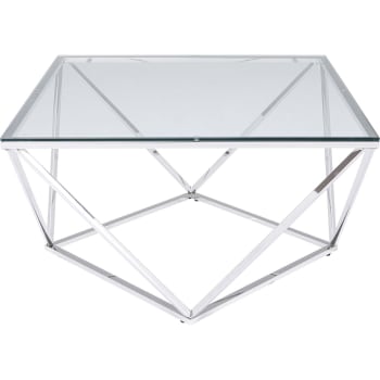 Cristallo - Table basse en verre et acier argenté