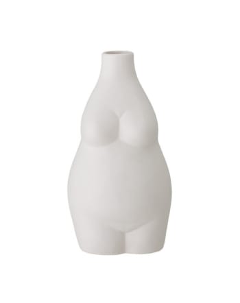 EXPRESSION - Vase Louka en grès céramique blanc H18 cm