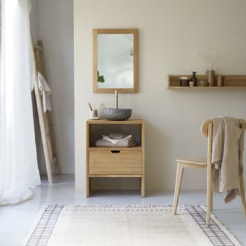 Mueble doble de baño con 4 cajones de rejilla de mimbre | Maisons du Monde
