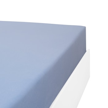 Toudoux - Drap housse flanelle en Molleton Bleu ciel 110x190 cm