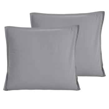 Taie D'oreiller Américaine Uni Gris Anthracite - 100% Coton 57 Fils - 50x70 Cm