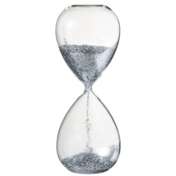 PERLES - Reloj de arena perlas vidrio plata extra alt. 40 cm