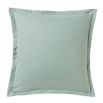 Les unis - Taie d'oreiller unie en coton vert de gris 63x63