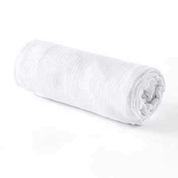 Drap housse gaze de coton blanc (70 x 140 cm)