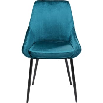 East side - Chaise en velours bleu-vert et acier