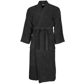 Luxury - Peignoir col kimono en coton  Noir L