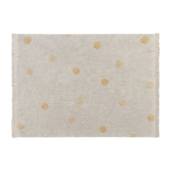 HIPPY - Tapis coton lavable dots jaune 120x160cm