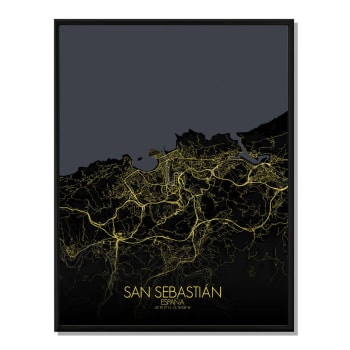Affiche San Sebastian Carte Nuit 40x50