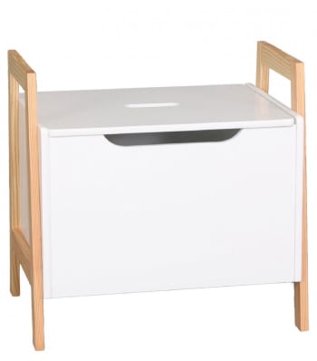 Coffre à Jouets Enfant Avec étagère - Rangement Jouets Et Livres - Couvercle Sécurisé - Blanc - 60x40x43cm