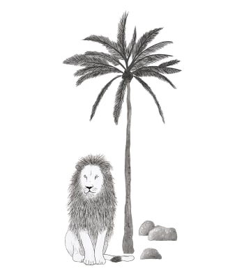 SERENGETI - Sticker arbre et lion en vinyle mat 59 x 126 cm