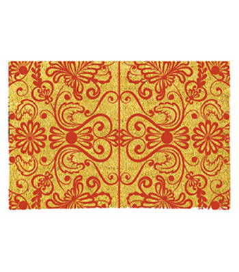 VOLUTES - Paillasson en coco motifs volutes rouges 70x40cm