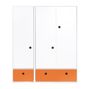 COLORFLEX - Armoire 3 portes façades tiroirs orange