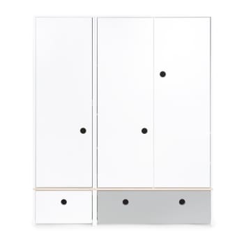 COLORFLEX - Armoire 3 portes façades tiroirs blanc