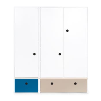 COLORFLEX - Armoire 3 portes façades tiroirs bleu marine