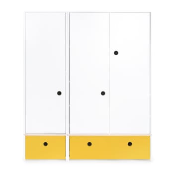 COLORFLEX - Armoire 3 portes façades tiroirs jaune