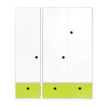 COLORFLEX - Armoire 3 portes façades tiroirs citron vert