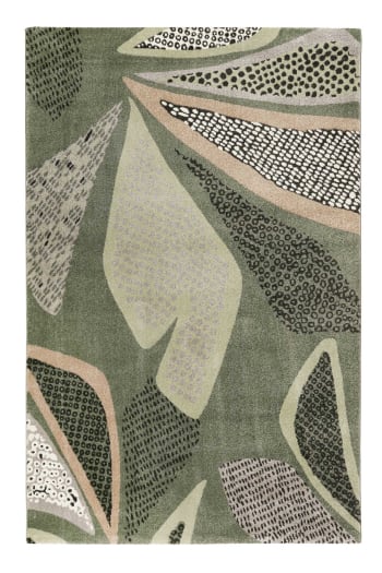 Hazel - Tapis design motif végétal fond vert sauge 160x225