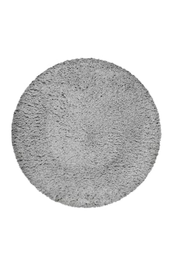 Yogi - Tapis rond uni gris issu à 100% de matière recyclée 120 rd.