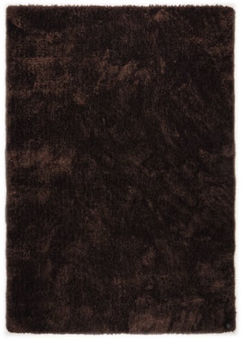 SOFT - Tapis brilliant shaggy - à  longs poils - épais - Chocolat 50x80