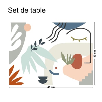FACE - Lot de 4 sets de table L 40xl 30cm Multicolore Géométrique
