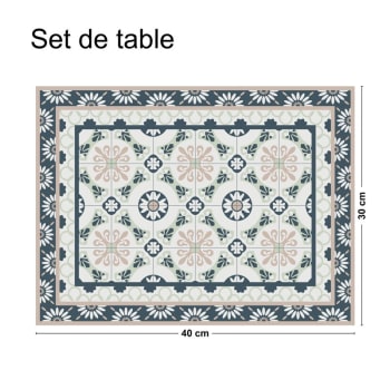 CARREAUX DE CIMENT LEONIE - Lot de 4 sets de table L 40xl 30cm Multicolore Carreaux de Ciment