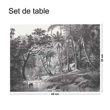 TAMBAPANNI - Lot de 4 sets de table L 40xl 30cm Gris Paysage Jungle