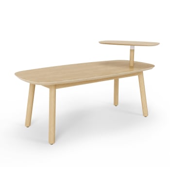 Swivo - Table basse avec tablette surélevée col bois naturel L120cm