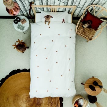 TEXTILE - Parure de lit animaux tout doux - 1 personne 140x200 cm coton blanc