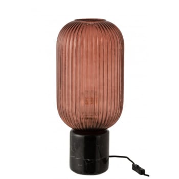 YUFO - Lámpara de mesa yufo largo vidrió/mármol rojo/negro alt. 46 cm