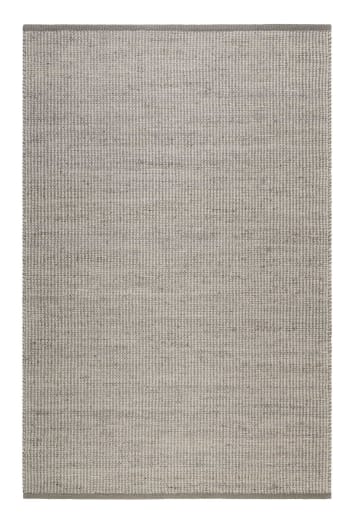 Gobi - Tapis artisanal fait main laine et jute gris clair 130x190