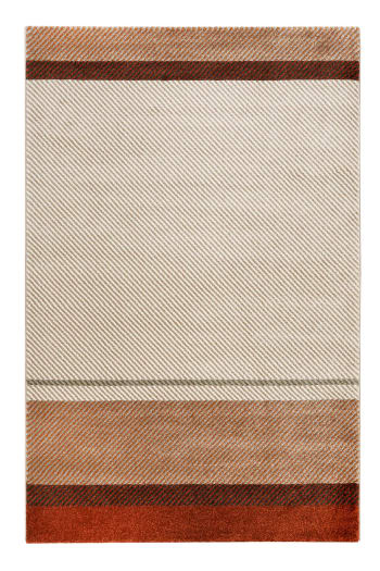 Eastwood - Tappeto piatto a righe design contemporaneo beige e mattone 120x170
