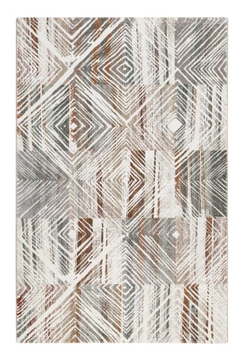 Cuba - Tapis design original tons de gris et brique 120x170