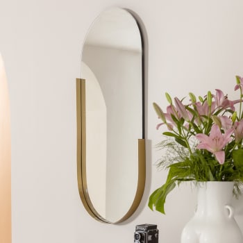 Hipster - Miroir ovale en acier doré 114x50