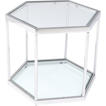 COMB - Mesa de centro, vidrio y acero plateado