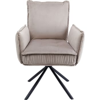 Chelsea - Chaise avec accoudoirs en velours gris et acier